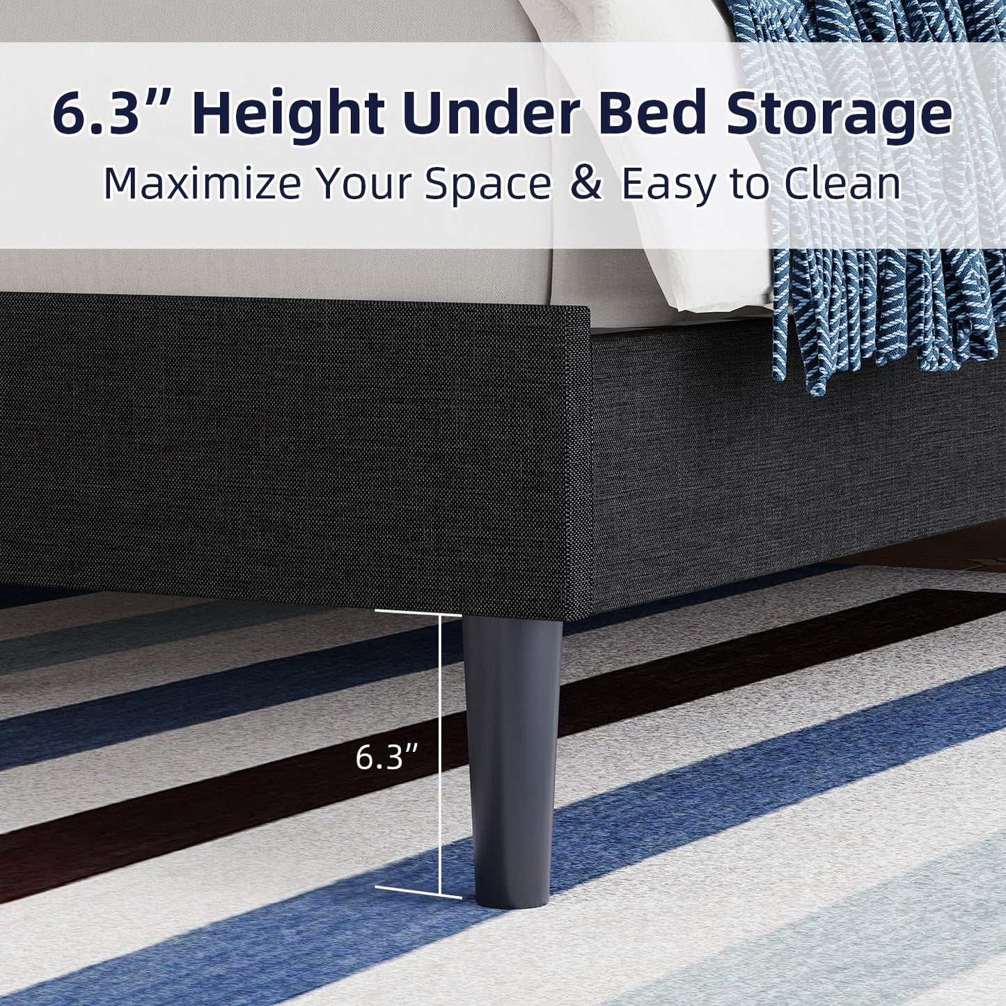 BarnFurin Queen Bed Frame, Upholstered Platform Bed with Button Tufted Headboard, Fabric Bed Frame with Wooden Slats Support, No Box Spring Required, Easy Assembly, Black
