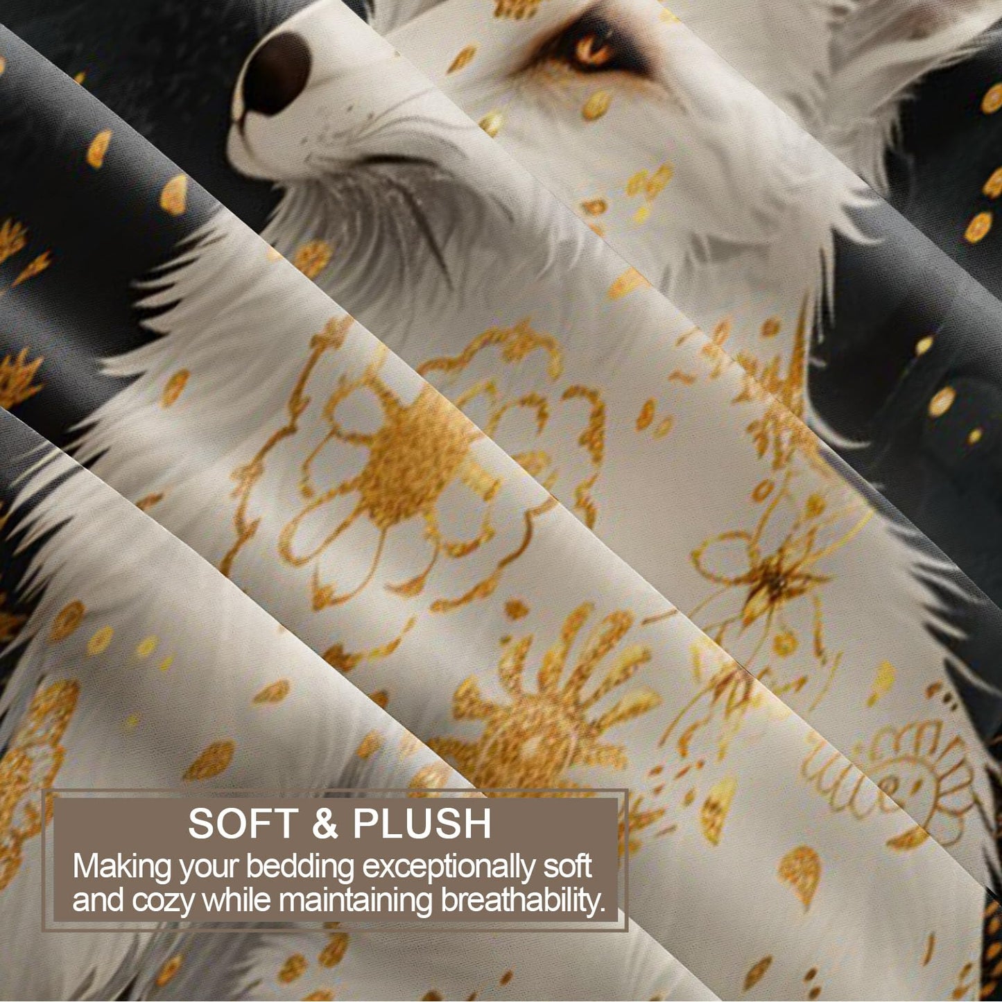 PAISUOQ Fox Duvet Cover Queen Size - Mysterious Fox Home Decor & Gifts, 3 Piece Back to School Dorm Bedding, Easy Care Microfiber Comforter Cover & Pillowcases, Boho Jungle