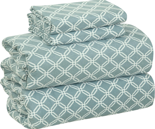 Bliss Casa 4 Piece 100% Cotton Flannel Sheets Queen Size Bed Set - Warm & Extra Soft - Deep Pockets, Breathable, All Seasons Comfy - Double Brushed Bed Sheet (Gossard)