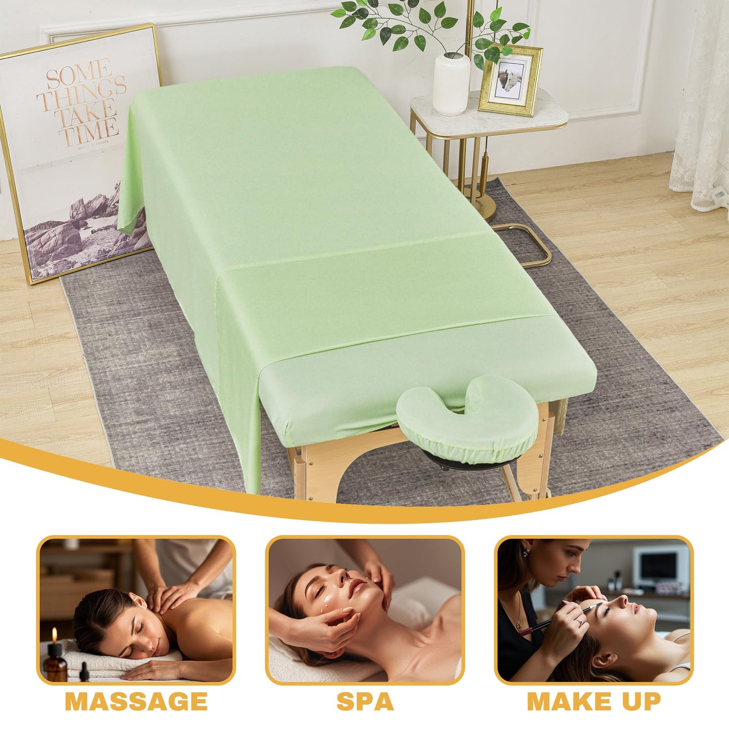 Microfiber Massage Table Sheets, 2 Sets, 3 Piece Reusable Massage Bed Cover per Set, Lash Bed Cover Soft, Light-Weight, Stain & Wrinkle Resistant for Spa Beauty Tattoos