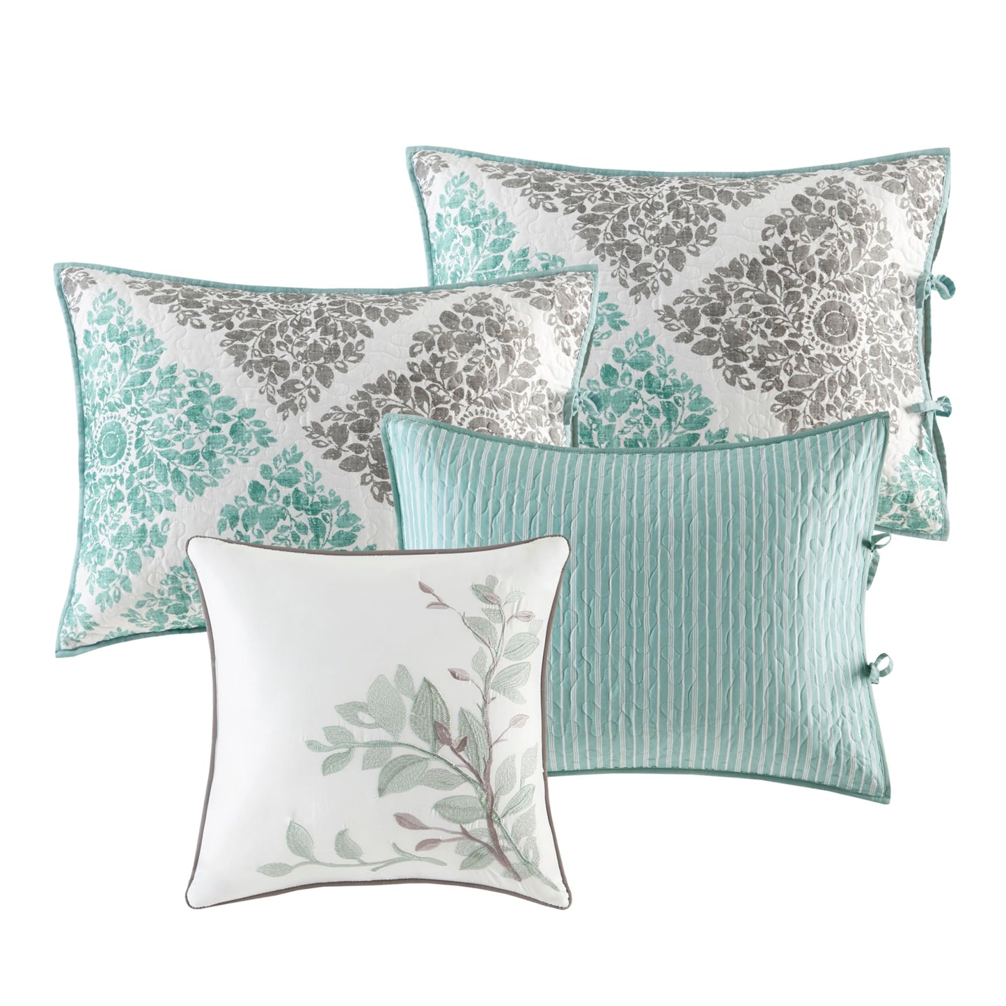 Madison Park Daybed Cover Set - Double Sided Quilting Casual Design, All Season Bedding with Bedskirt, Matching Shams, Decorative Pillow, 75"x39", Diamond Aqua 6 Piece
