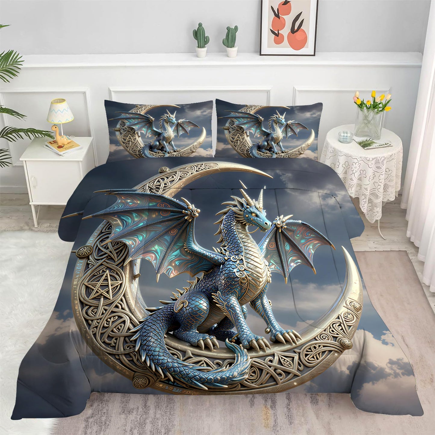 CERYUEE Dragon Comforter Set Twin Size 3D Dinosaur Bedding Set Pterosaur Quilt Bed Sets for Kids Boys Teens Bedroom Decor 1 Comforter+ 1 Pillowcase