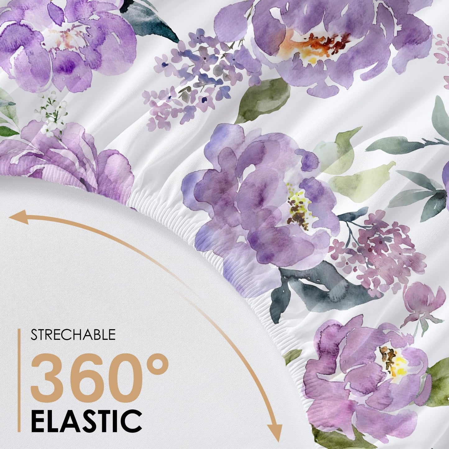 YIYEA Floral Fitted Sheet Only, Premium Double Brushed Microfiber Deep Pocket Fitted Sheet Queen Size, Ultra Soft Fitted Bottom Sheet, Shrinkage, Fade Resistant, Queen