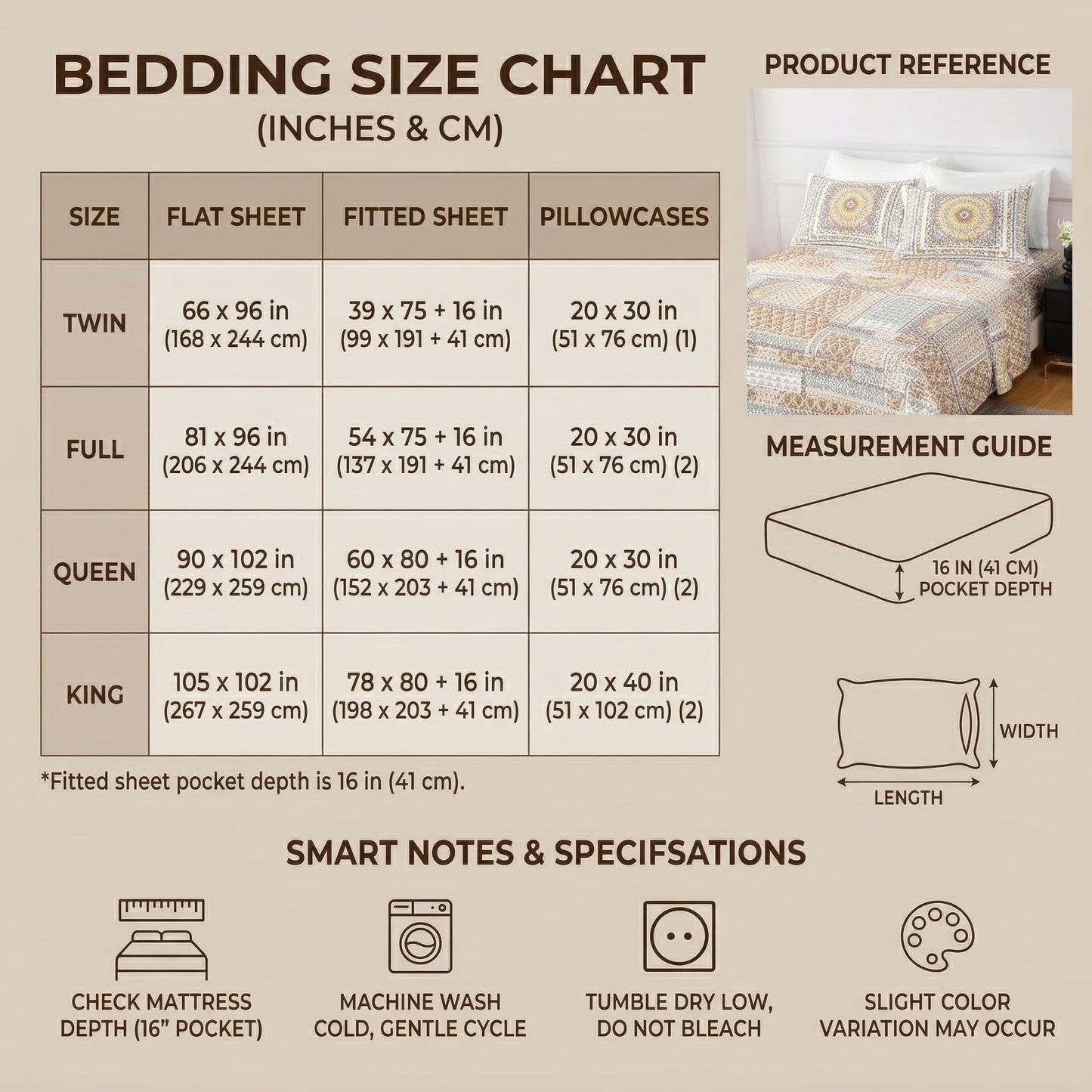 HCORA Boho King Sheet Set, Ultra Soft Double Brushed Microfiber Bed Sheets, Deep Pocket, Breathable, Wrinkle Resistant, Easy Care, 4PC, King