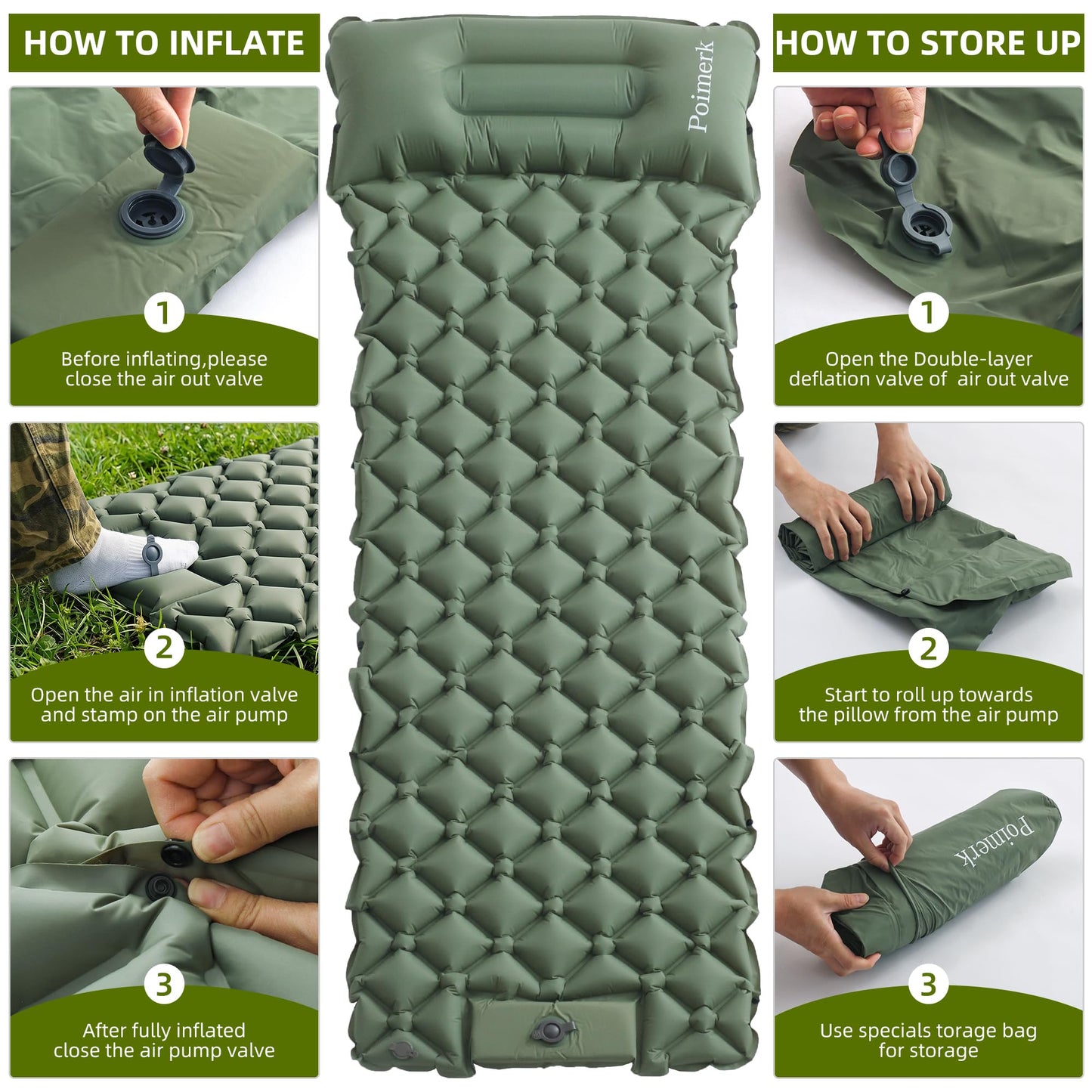 Ultralight Camping Sleeping Pad Mat, Compact Air Mattress for Backpacking