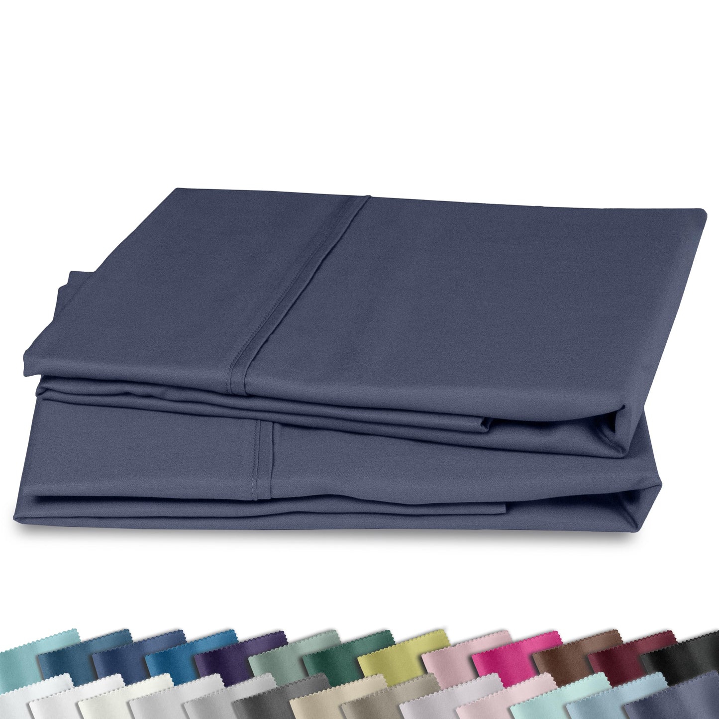 California Design Den Standard Queen Size Pillowcase Set - 400 Thread Count, 100% Cotton Sateen, Set of 2 Pillow Covers, Soft and Breathable - Indigo Dusty Blue