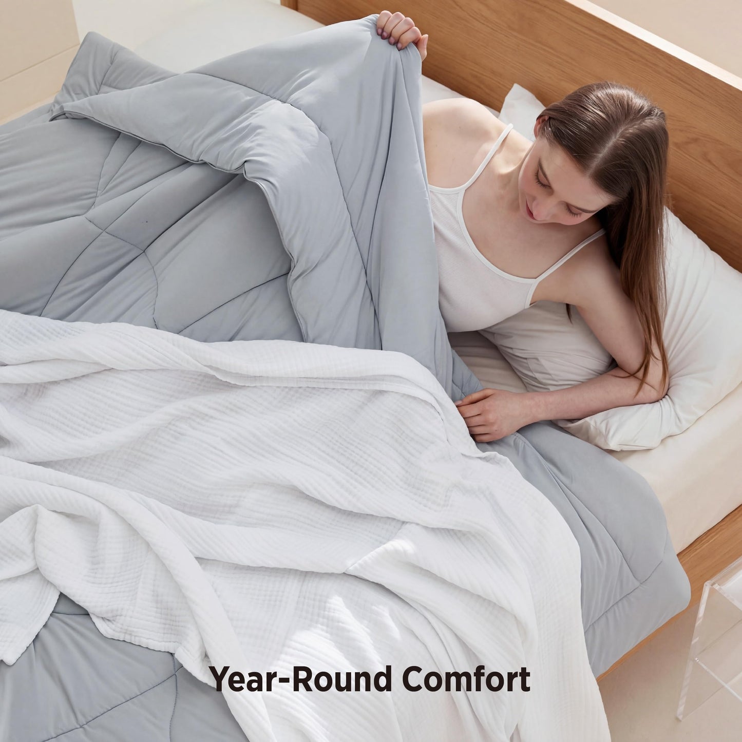 Bedsure Cooling Comforter Oversize King - Cooling Blankets for Hot Sleepers, Lightweight Comforter for Summer with Dual-Sided Cool Tech, Soft Breathable Cold Blanket for Sleeping, Grey, 116x98 Inches