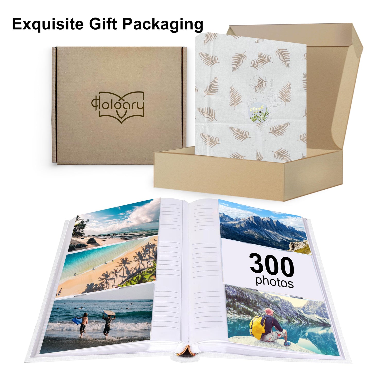 Holoary Photo Album 4x6 300 Photos, 300 Pockets 4”x6” Picture Album, Linen Fabric Cover Big Picture Book for Photos with Writing Area, 4x6 Photo Albums for Family Weddings Travel Memories(Beige)