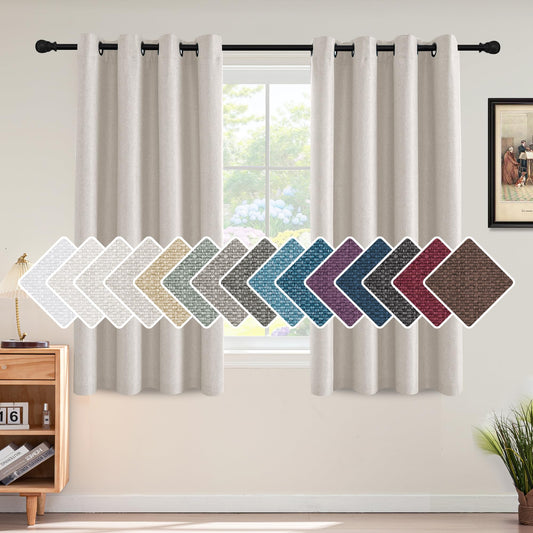 H.Versailtex Ultra Sleep Energy Saving Rich Linen Grommet Window Curtains for Spring Season, Room Darkening Curtain Panel for Bedroom, 52 by 63 Inch- Ivory Single Panel