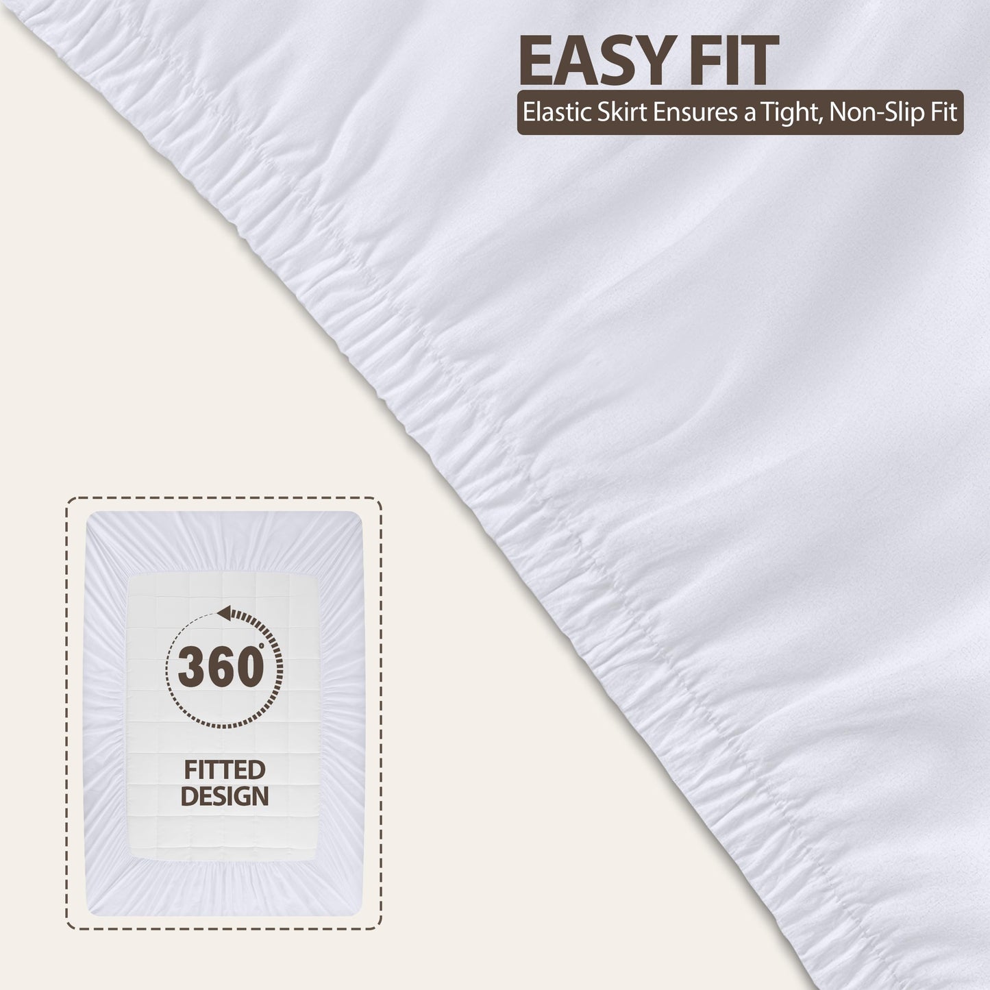 Utopia Bedding King Mattress Pad, Quilted Fitted Premium Mattress Protector, Deep Pocket Cover Stretches up to 16 Inches, Fluffy Pillow Topper (78x80 Inches, White)