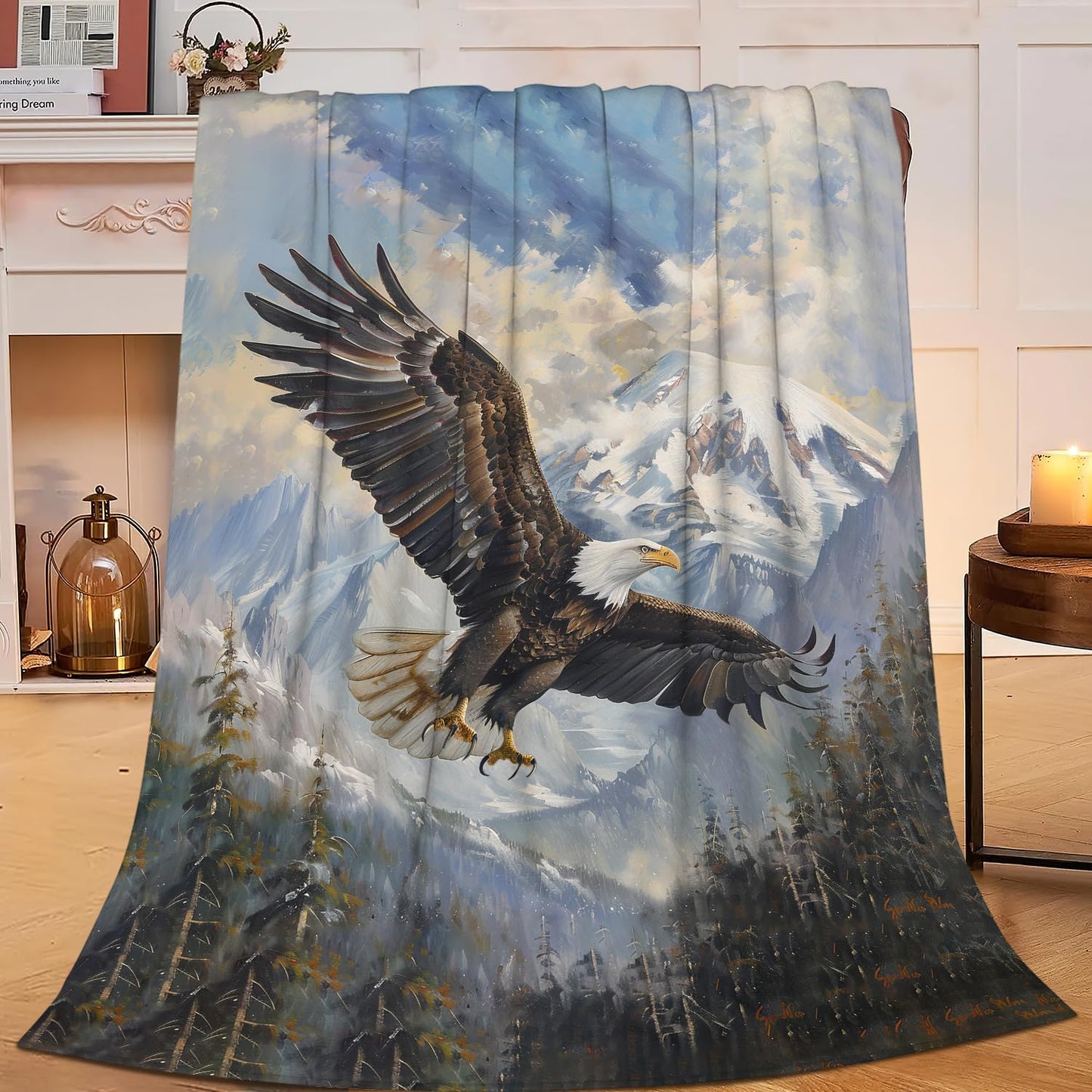 SweetFox Bald Eagle Blanket American Eagle Decor Throw Blanket Gifts for Girls Boys Super Warm Soft Plush Lightweight Fleece Flannel Winter Couch Bedding Blankets for Kids Adults Women Men 50"X40"