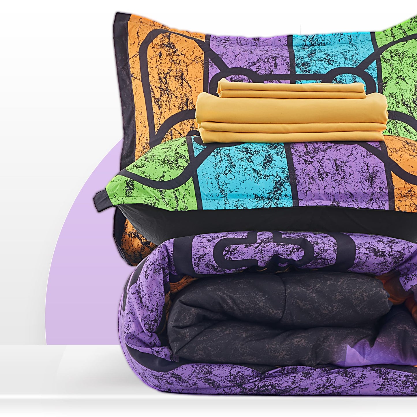 SLEEP ZONE Kids Twin Bedding Comforter Set - Bed in a Bag Super Cute Game Bedding Set for Boys, Girls, Teens - 5 Pieces Set with Comforter, Sheet, Pillowcase & Sham (Game Night)