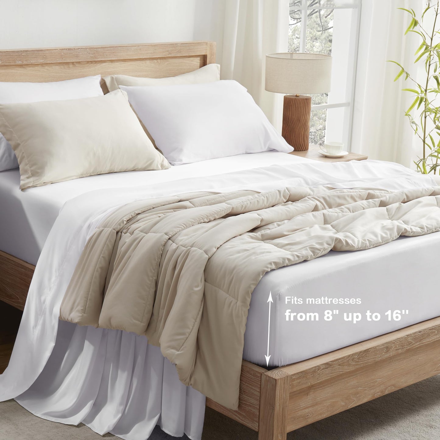 Andency White King Sheets Set, 100% Viscose Derived from Bamboo, Cooling Summer King Size Sheets Set, Deep Pocket Up to 16", Silky Soft Bed Sheets, Hotel Luxury Breathable Bedding Sheets & Pillowcases