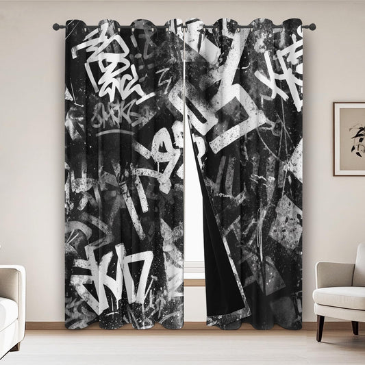 Graffiti Blackout Curtains for Bedroom Living Room Cool Graffiti