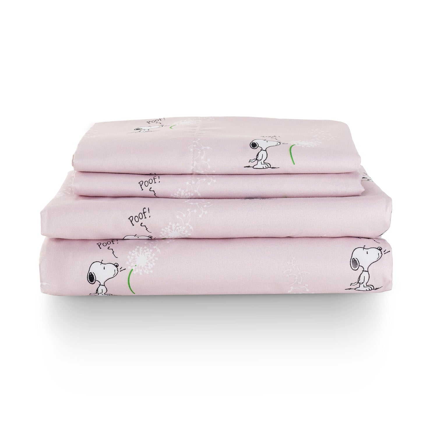Berkshire Blanket Peanuts® Kids Sheet Set, Full Size - 4 Pieces, Peanuts® Snoopy Make A Wish Sheet Scale Spring Pink, Cute Character Snoopy Printed Soft Microfiber Bed Sheets