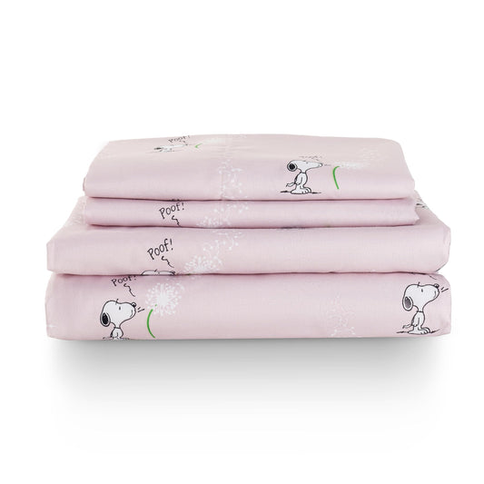 Berkshire Blanket Peanuts® Kids Sheet Set, Full Size - 4 Pieces, Peanuts® Snoopy Make A Wish Sheet Scale Spring Pink, Cute Character Snoopy Printed Soft Microfiber Bed Sheets