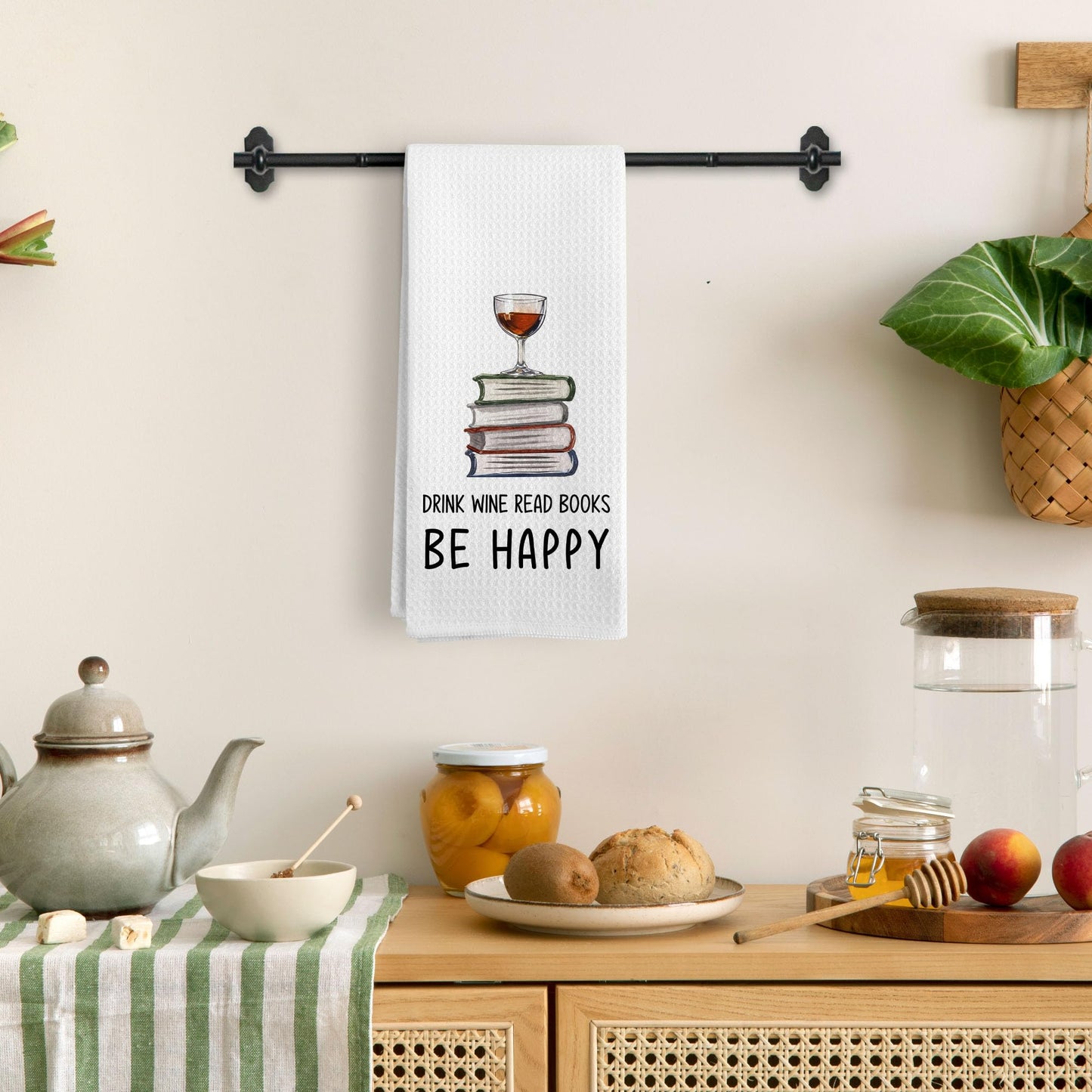 BitKAM Wine Lovers Kitchen Towels, Funny Wine Bar Decor Decorative Kitchen Towel, Hostess Gifts for Women, Wines Home Bar Cart Hand Dish Tea Towels for Bathroom Decor
