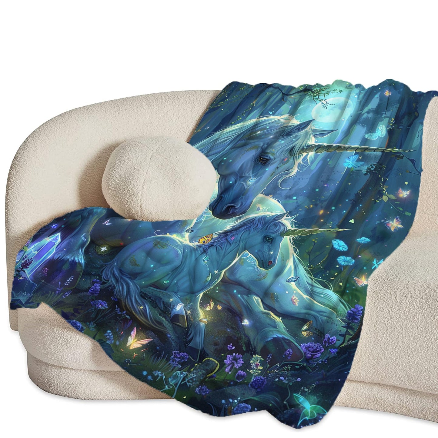 Unicorn Throw Blanket - Soft, Warm & Cozy Fleece for Couch, Sofa, Bed - 50"x40" White Horse Blanket for Girls, Women, Men, Boys