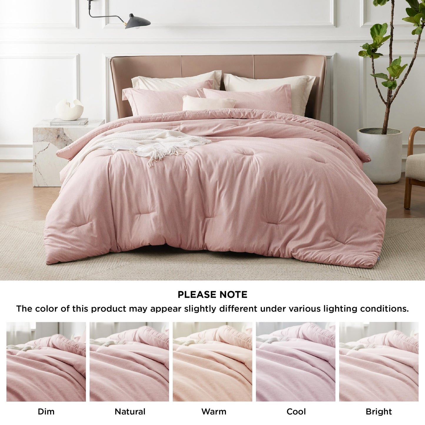 Bedsure Pink Queen Comforter Set - Soft Bedding for All Seasons, Cationic Dyed Bed Set, 3 Pieces, 1 Queen Size Comforter (90"x90") and 2 Pillow Shams (20"x26"+2")