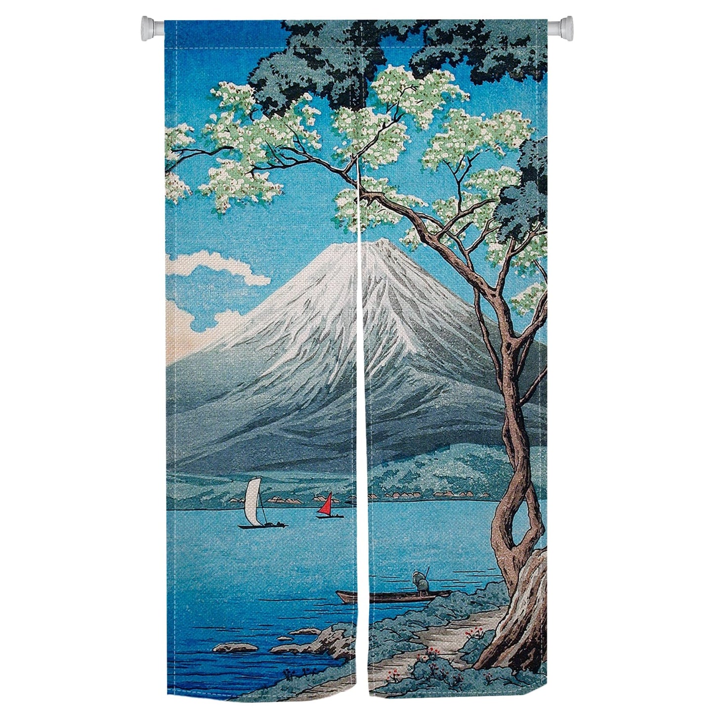 XMJJKUF Japanese Noren Doorway Curtain Long Japanese Style Door Curtain Tapestry Traditional Feng Shui Window Treatment Panel for Wall Hanging Home Divider Kitchen Decor (Blue, Mount),33.5"x 70.9"