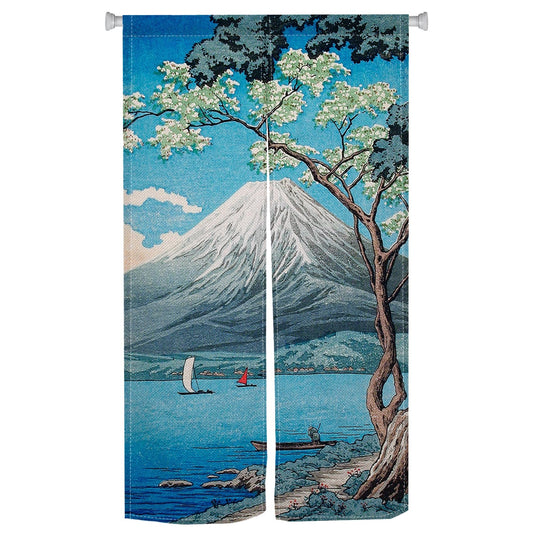 XMJJKUF Japanese Noren Doorway Curtain Long Japanese Style Door Curtain Tapestry Traditional Feng Shui Window Treatment Panel for Wall Hanging Home Divider Kitchen Decor (Blue, Mount),33.5"x 70.9"