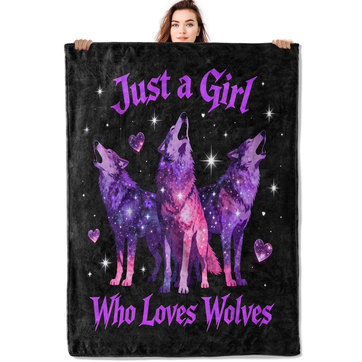 KTRJXI Wolf Throw Blanket Soft Lightweight, Colorful Wildlife Blankets for Bedroom Living Room Sofa Office, Fantasy Neon Animal Cozy Throws, Home Accent and Kids Girls Boys Gifts, 50 X 60 Inch