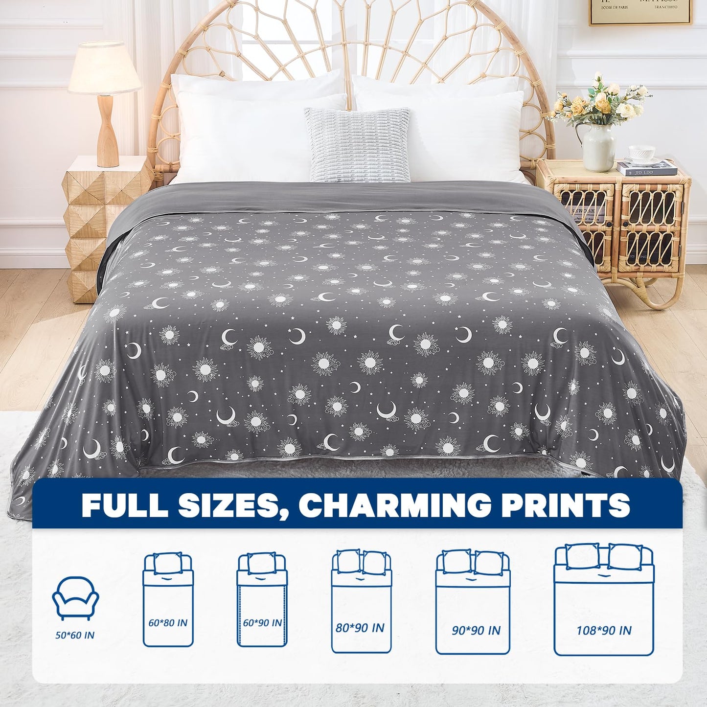 inhand Cooling Blanket Queen Size (90"x90") - Double Sided Cooling Blankets for Hot Sleepers, Cool Soft Lightweight Summer Blanket for Sofa Bed Couch, Travel, House Warming Gifts New Home Ink Grey