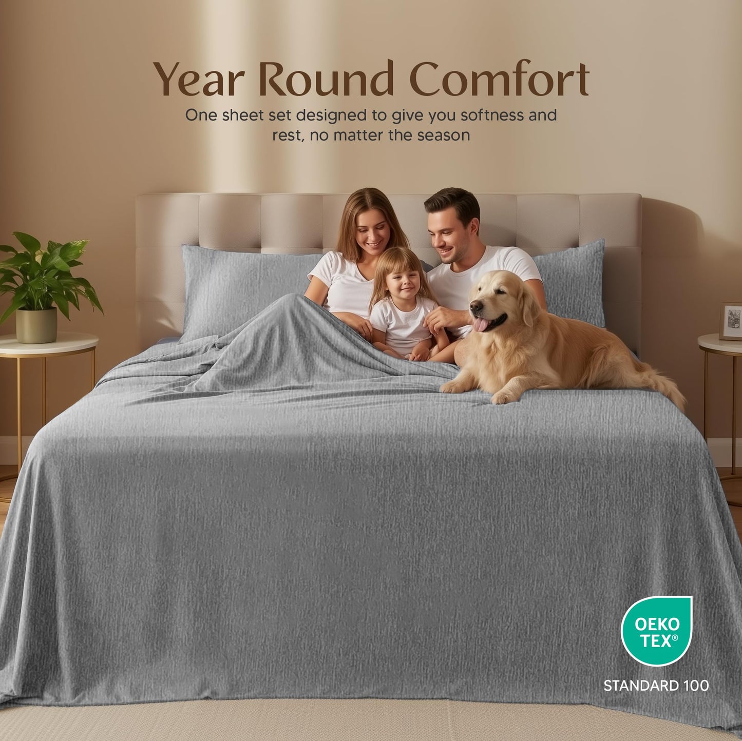 Utopia Bedding Queen Size Sheet Set – 4 Piece Bed Sheets, Soft and Breathable Microfiber, Includes 1 Fitted Sheet, 1 Flat Sheet and 2 Pillowcases – Oeko Tex (Heather Grey)