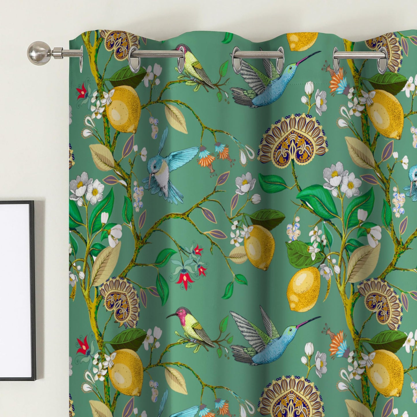 cusugbaso Floral Blackout Curtains 84 Inch Length 2 Panels, Sage Green Hummingbird Branch Vintage French Country Light Blocking Thermal Insulated Drapes with Grommet for Bedroom, Bathroom, Livingroom