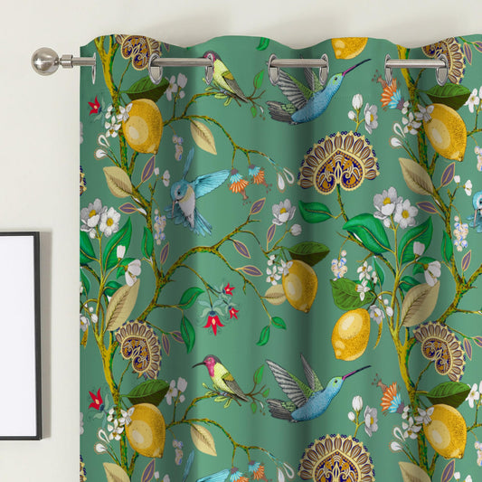 cusugbaso Floral Blackout Curtains 84 Inch Length 2 Panels, Sage Green Hummingbird Branch Vintage French Country Light Blocking Thermal Insulated Drapes with Grommet for Bedroom, Bathroom, Livingroom