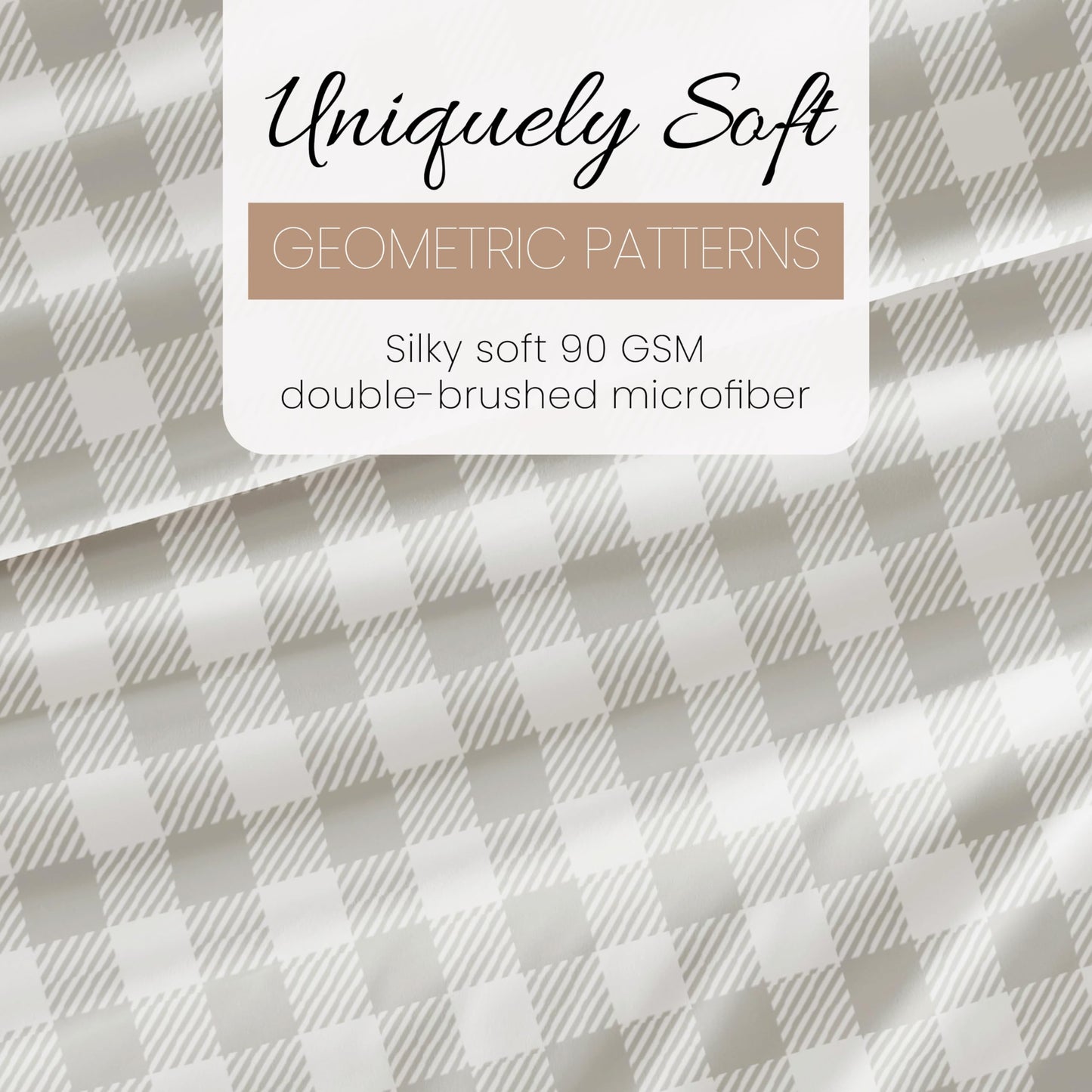 Linen Market 4 Piece Full Bedding Sheet Set (Light Gray Plaid) - Sleep Better Than Ever with These Ultra-Soft & Cooling Bed Sheets for Your Full Size Bed - Deep Pocket Fits 16" Mattress