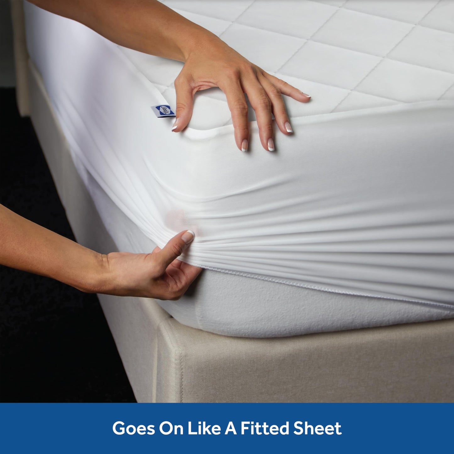 Sealy Luxury 100% Cotton Soft Top Layer, High Loft Comfort EternaLoft Fiberfill, Durable Stretch Corners Mattresses 18 Inches Deep Machine Washable Fitted Mattress Pad, Queen Size, White