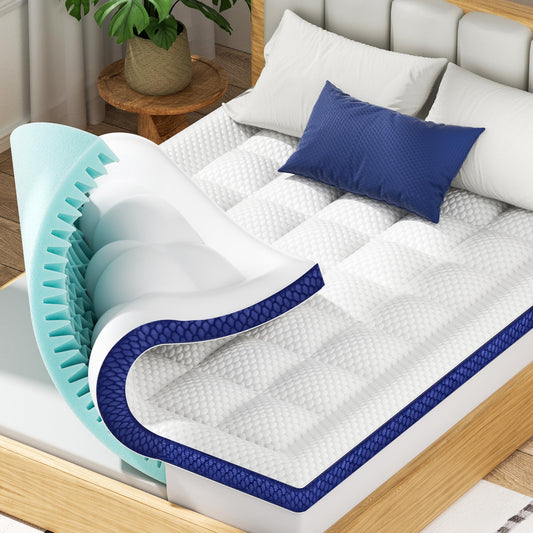 BEDELITE Dual Layer 4 Inch Twin Size Memory Foam Mattress Topper, 2 Inch Soft Pillow Top Mattress Pad Cover and 2 Inch Gel Memory Foam for Pressure Relief, 2-in-1 Design for Comfort & Support