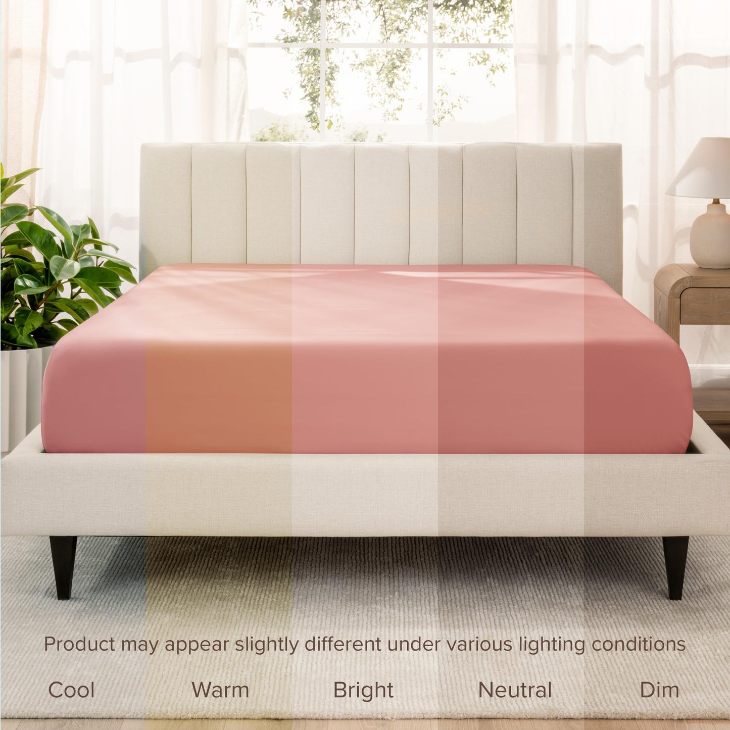 Bare Home 100% Organic Cotton Sateen Fitted Sheet - 400 Thread Count - Smooth Sateen Weave - Breathable & Cooling - Hotel Luxury - Durable Fitted Sheet - Deep Pocket (King, Dusty Rose)
