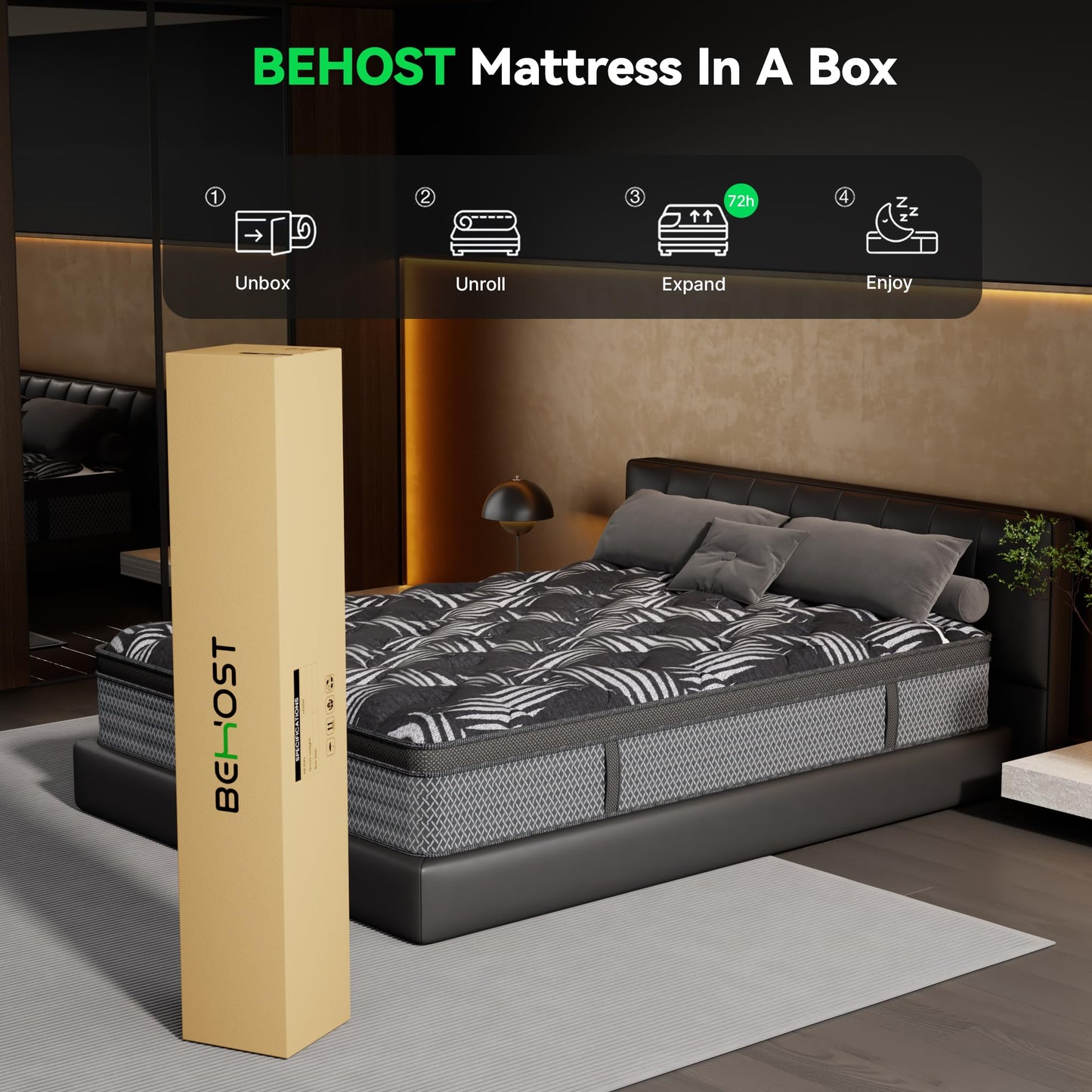 Behost 10 Inch Twin Mattress, Hybrid Mattresses in a Box with Pocket Springs & Gel Memory Foam, Medium Firm Breathable Bed Mattress with Edge Support & Motion Isolation, CertiPUR-US Certified