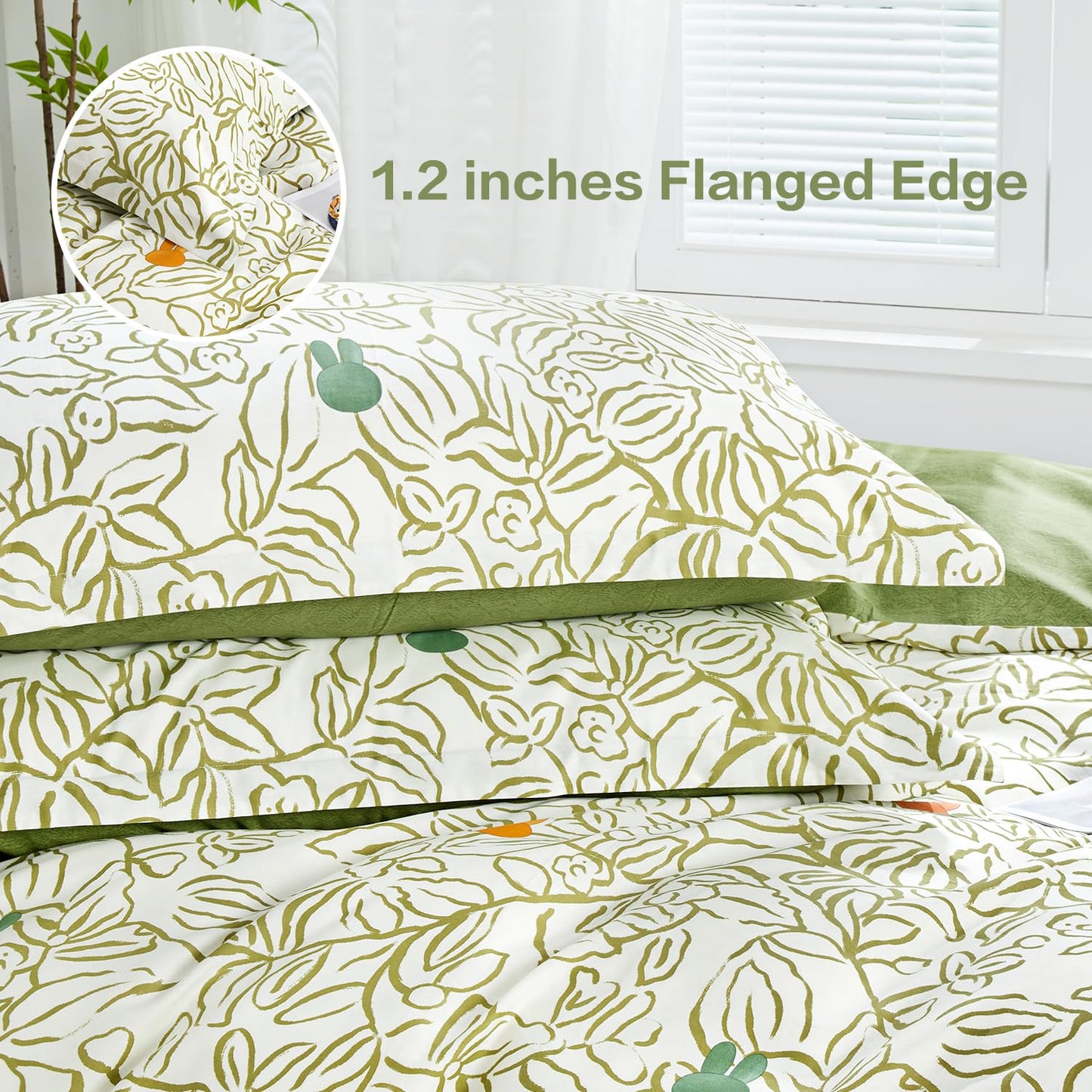 SAPHREAS Green Vine Duvet Cover Full Size Set 3pcs Abstract Botanical Plant Leaves Bedding Comforter Cover Set Garden Style 1 Duvet Cover 2 Pillow Shams, Comforter Not Included