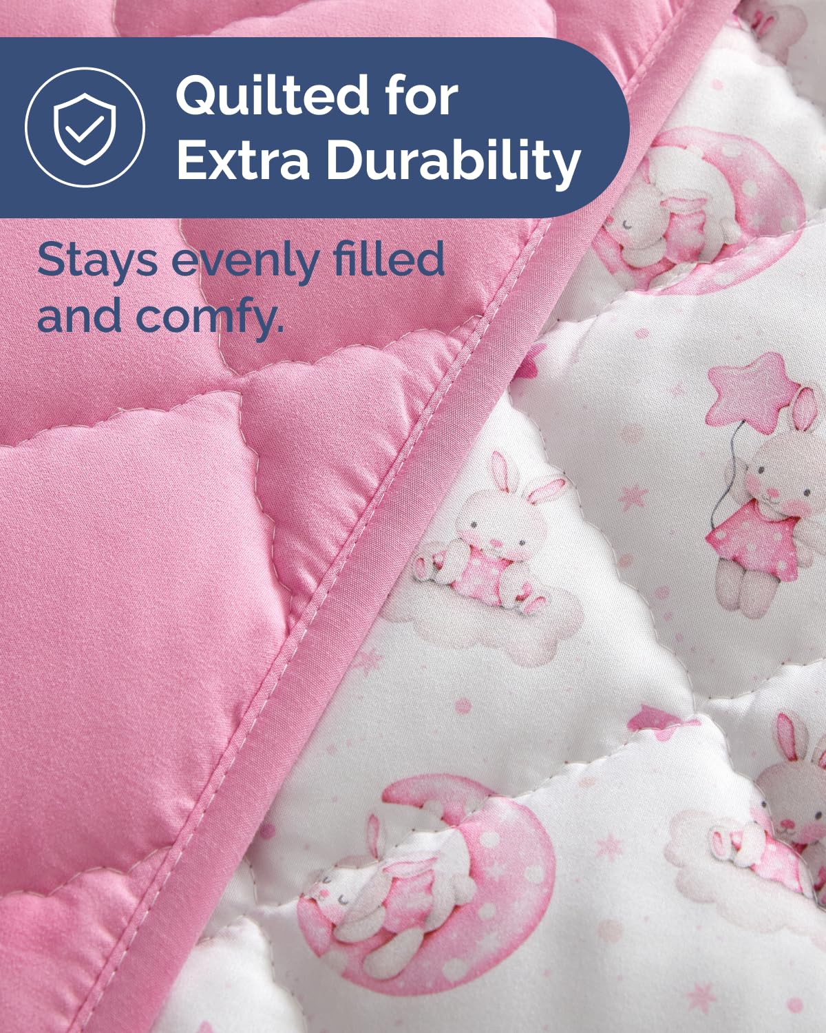 Bunny Toddler Comforter - Down Alternative Toddler Microfiber Comforter - Lightweight & Warm Baby Quilt Blanket - Soft & Breathable - Kids Duvet Insert for Crib & Stroller - Machine Washable - 39x47