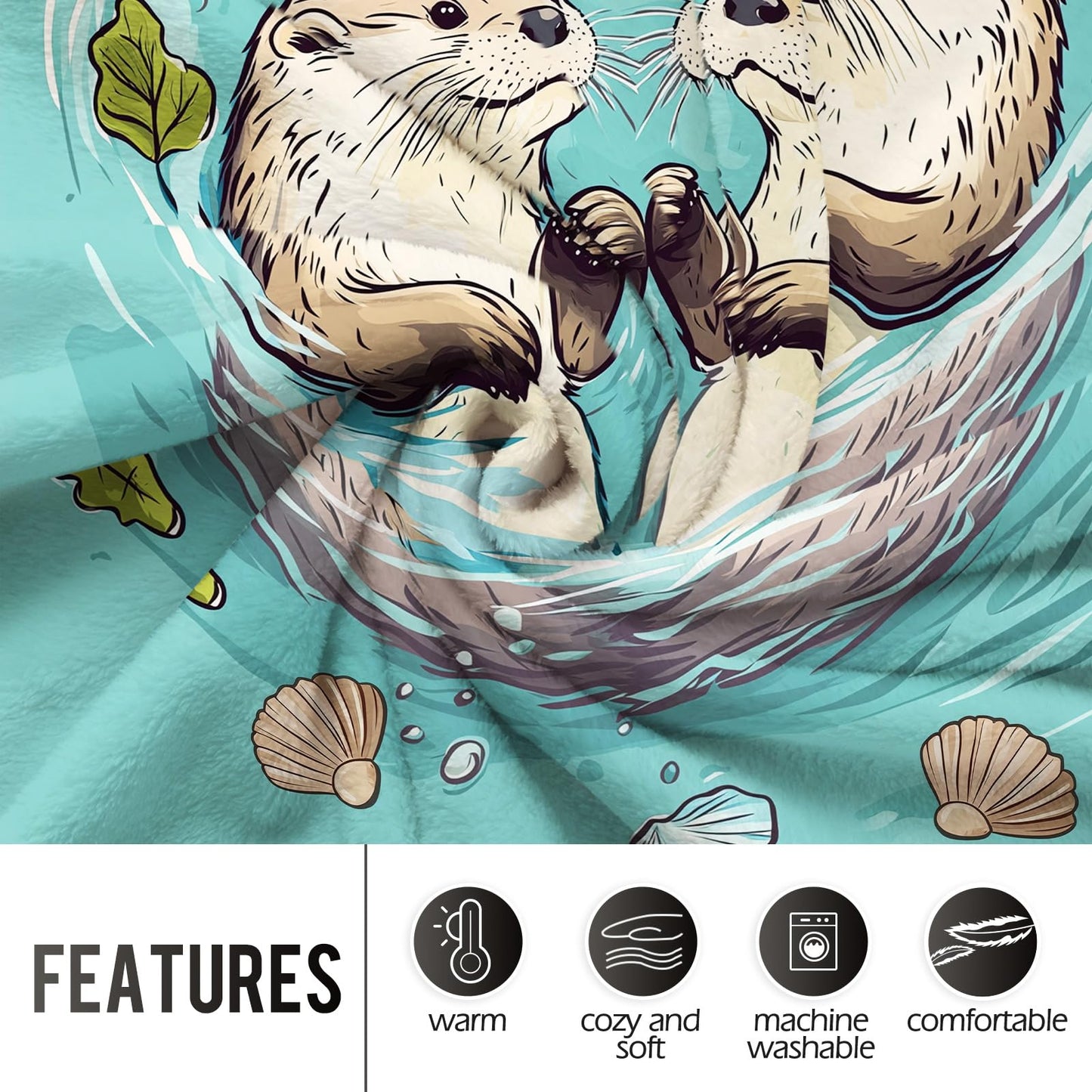 Otter Gifts Throw Blanket Romantic Anniversary Blanket Gifts for Women Men, I Love You Gifts for Her Him, Cozy Flannel Love Sea Otters Blankets 50"x60", Anniversary Wedding Birthday Gifts for Wife
