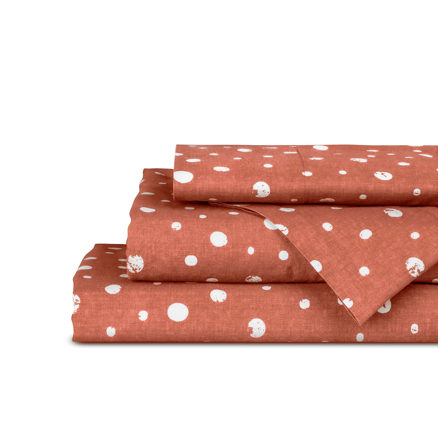 Linen Home Cotton Lyocell Blend Percale Sheet Set Queen Size - 4 Piece Deep Pocket Bedding, Pre-Washed & Shrunk, Crisp Cooling Fabric, Fade-Resistant, Hotel Luxury, Wrinkle-Free - Polka Cedar Wood