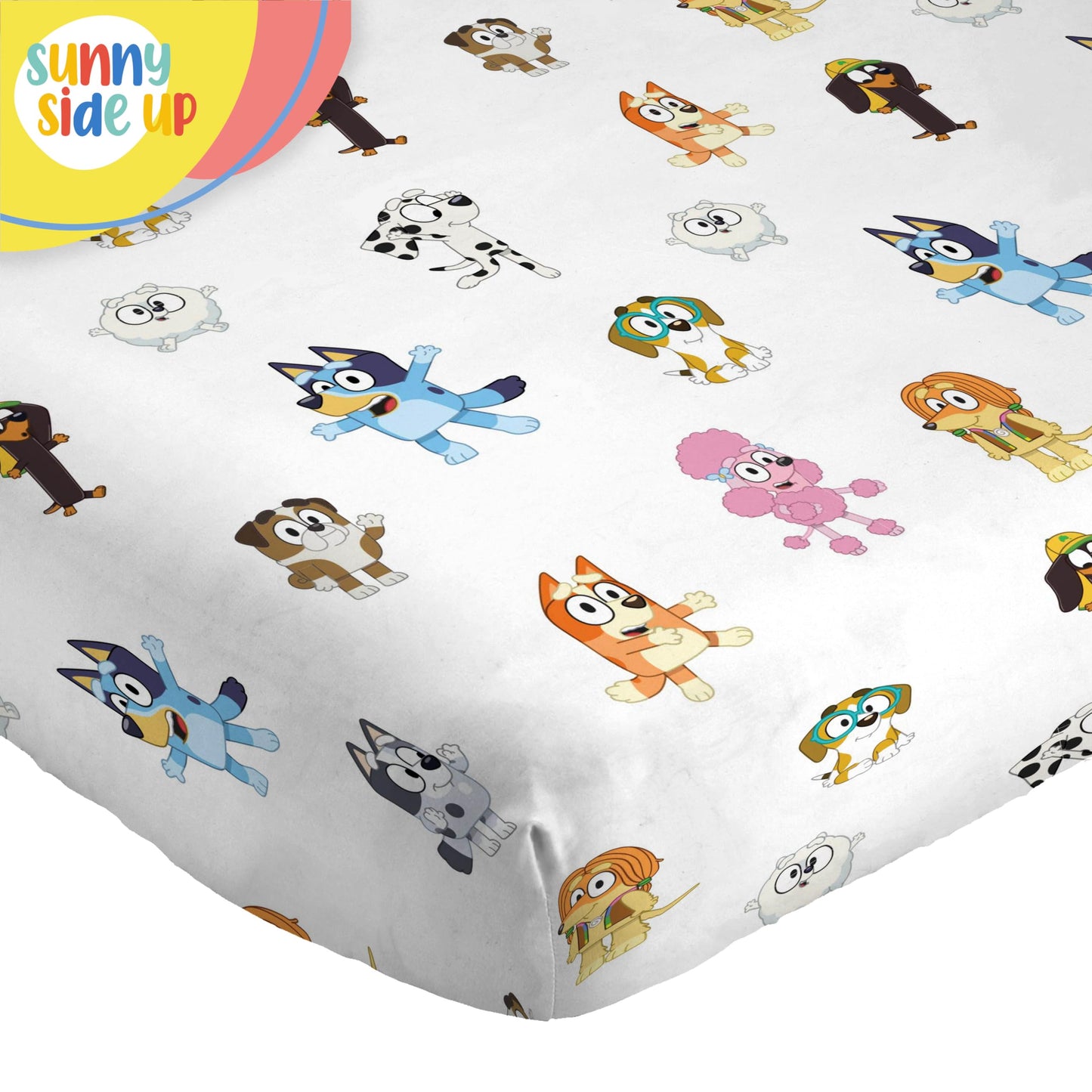 Sunny Side Up Bluey & Friends Twin Sheet Set - 3 Piece Kids Bedding Set Includes Pillow Cover - Super Soft Microfiber Sheets