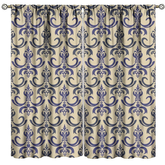 Nanacur Damask Floral Curtains, Vintage Pattern Luxury Damask Country Farmhouse Window Drapes for Bedroom Living Room Kitchen 42" W X 45" L (Decorative)