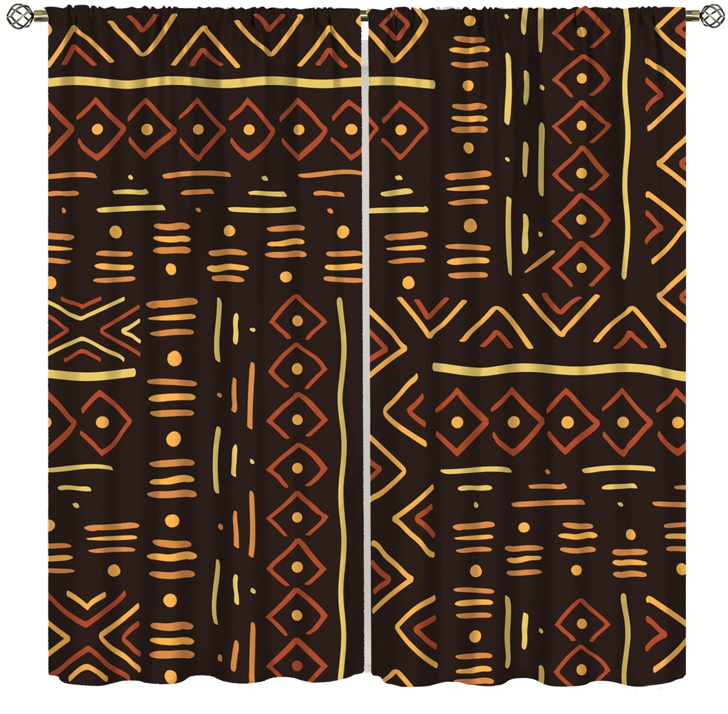 African Mask Woman Curtains Boho Ethnic Traditional African Traditional Ceremony Giraffe Silhouette Rod Pocket Window Treatments for Living Room Bedroom Kitchen 2 Panels 41" x 45"（No Blackout）