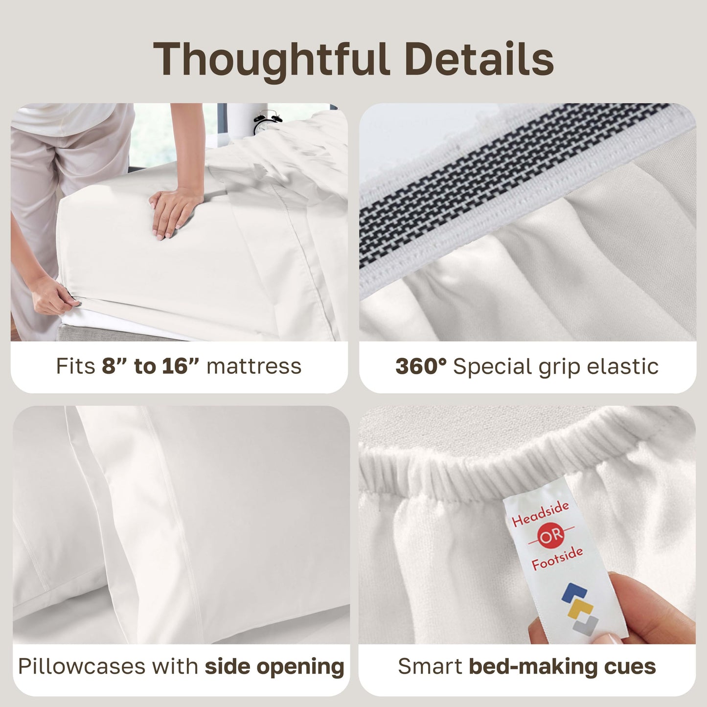 California Design Den Queen Sheets Set - Soft 800 Thread Count Sateen, 100% Cotton Bed Sheets Set with Deep Pockets, Durable Bedding - True Ivory