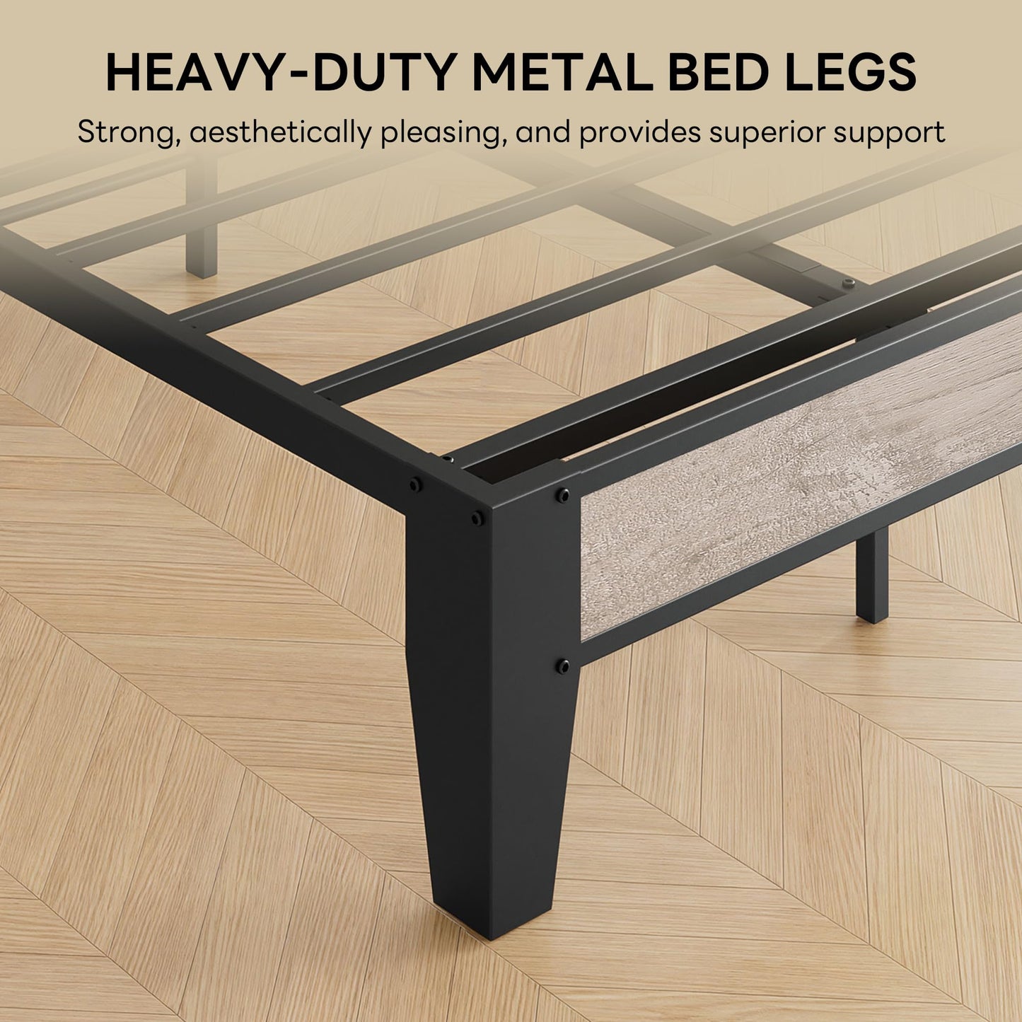 LIKIMIO Full Bed Frames, Bouclé Storage Headboard with Charging Station, Solid and Stable, Noise Free, No Box Spring Needed, Easy Assembly