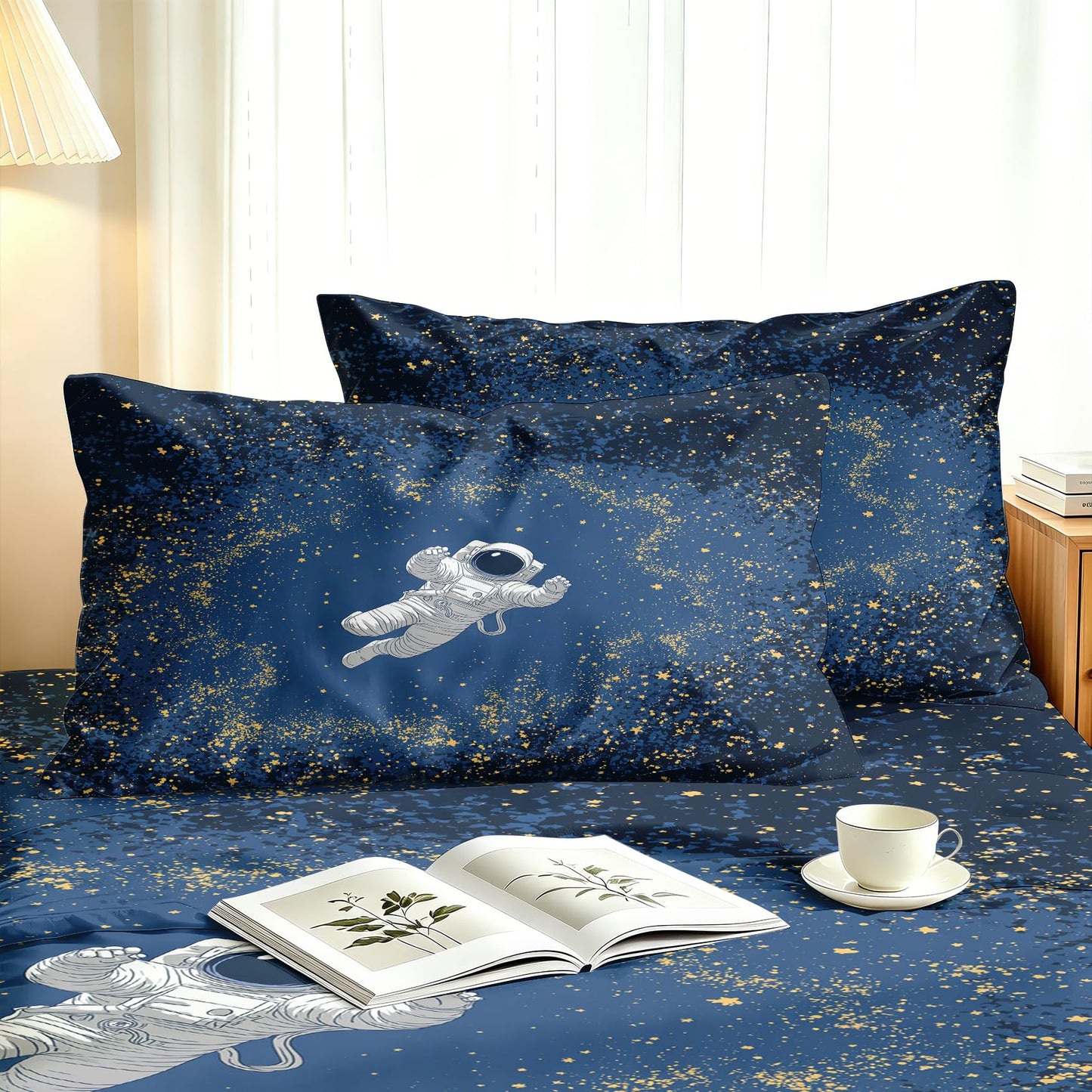 Astronaut Bedding Set 4 Pcs Boys Space Galaxy Queen Sheets