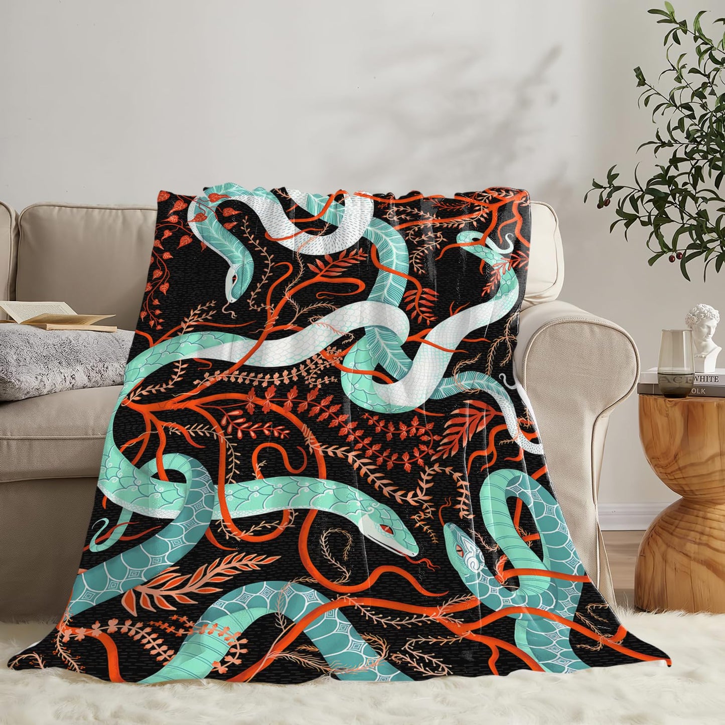 Tijuboni Snake Throw Blanket Snake Gifts for Girls Boys Women Men Kids Adults Soft Flannel Fleece Blanket for Couch Sofa Bed Home Decor 40"x50"