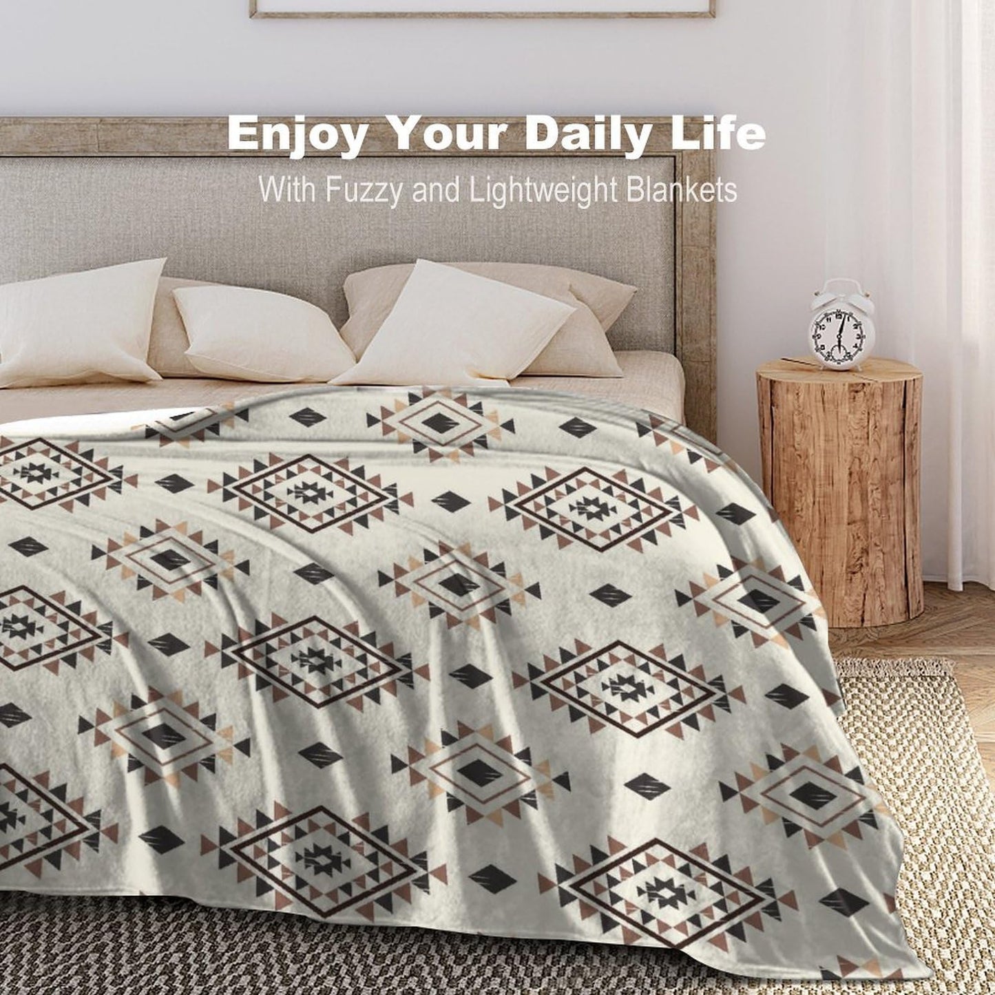 TKUYO Aztec Blanket, Boho Southwestern Natvie Tribal American Ethnic Western Abstract Geometric Vintage Retro Fuzzy Fleece Fannel Throw Blanket for Sofa Bed Chair Couch Car, 30"x40" Inch