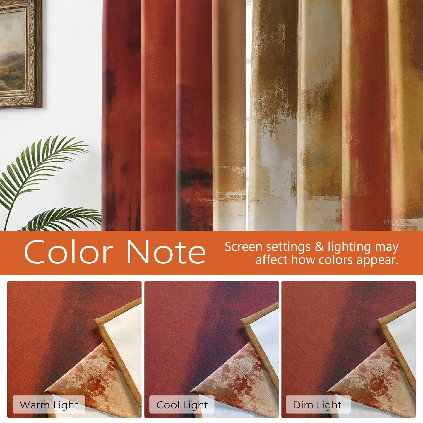 Asuexpect Burnt Orange Curtains 2 Panels Abstract Rust Curtain Room Darkening Grommet Window Drapes Modern Decorative Window Treatments for Bedroom Living Room, 52x84 Inches