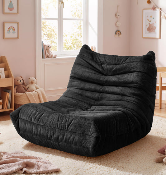 Hobestluk Bean Bag Chair for Kids Toddler Bean Bag Chair with Memory Foam Filler Beanbag with Spacious Design Bean Bag Couch for Reading Gaming Relaxing (Black, Small)