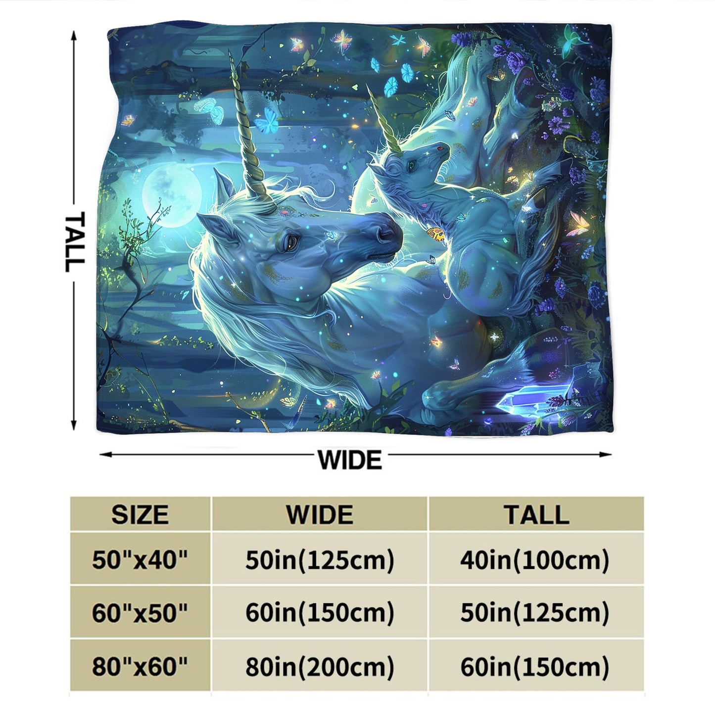 Unicorn Throw Blanket - Soft, Warm & Cozy Fleece for Couch, Sofa, Bed - 50"x40" White Horse Blanket for Girls, Women, Men, Boys